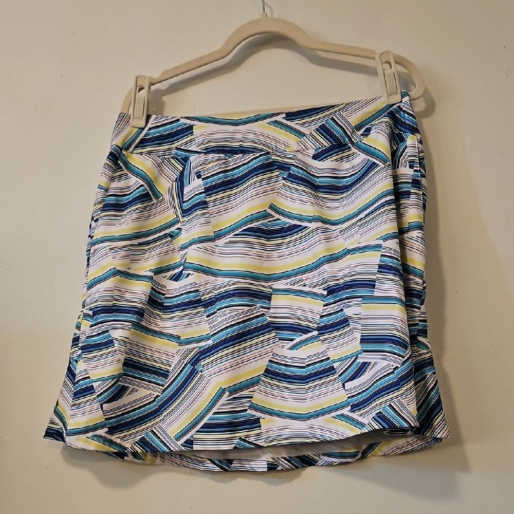 Tail Women's Mini Skort - Blue, Green, White Stripes